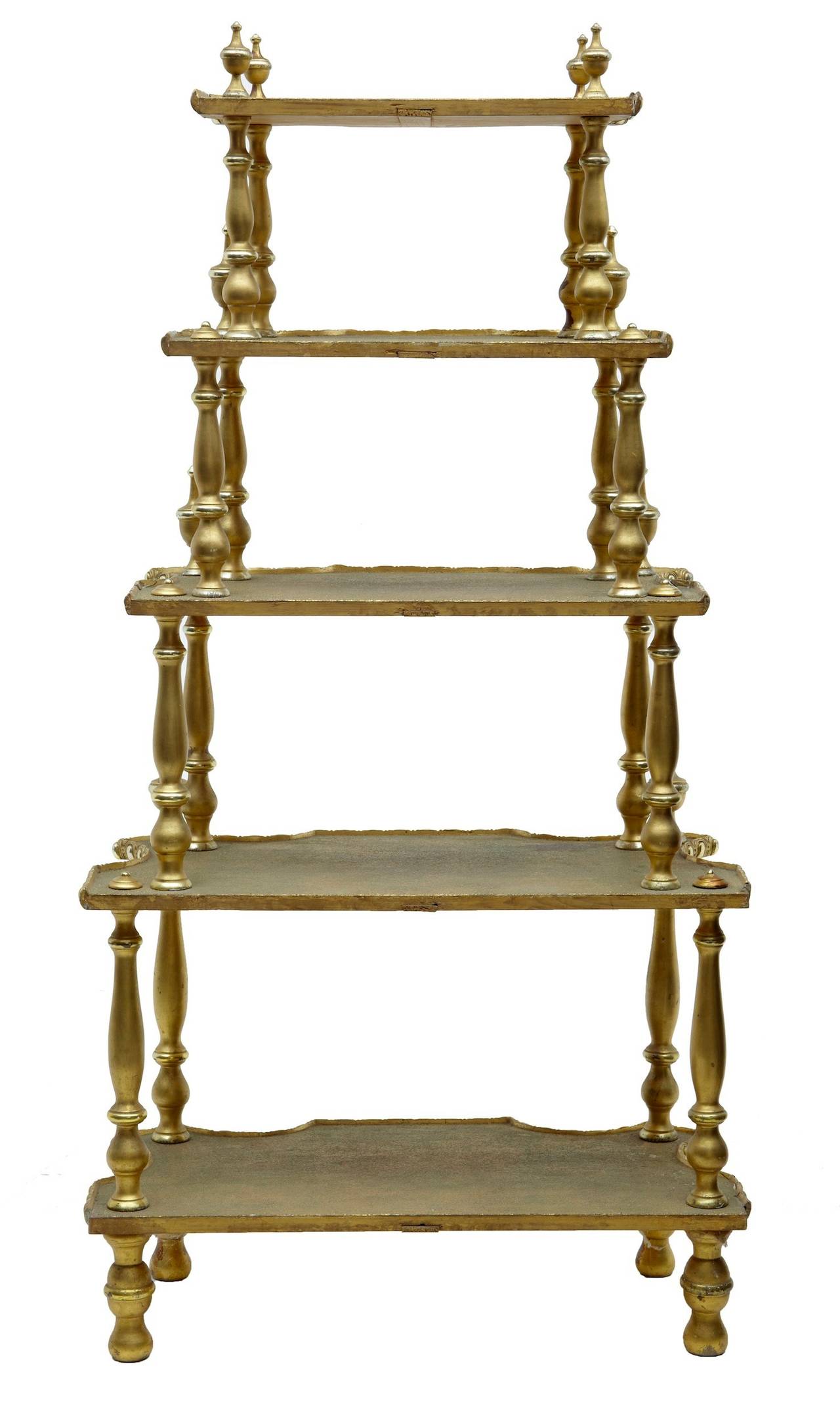 Woodwork 19th Century French Gilt Carved Whatnot Stand