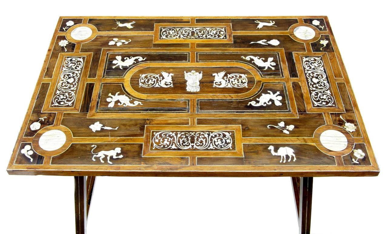 Spanish 19th Century Profusely Inlaid Rosewood Side Table