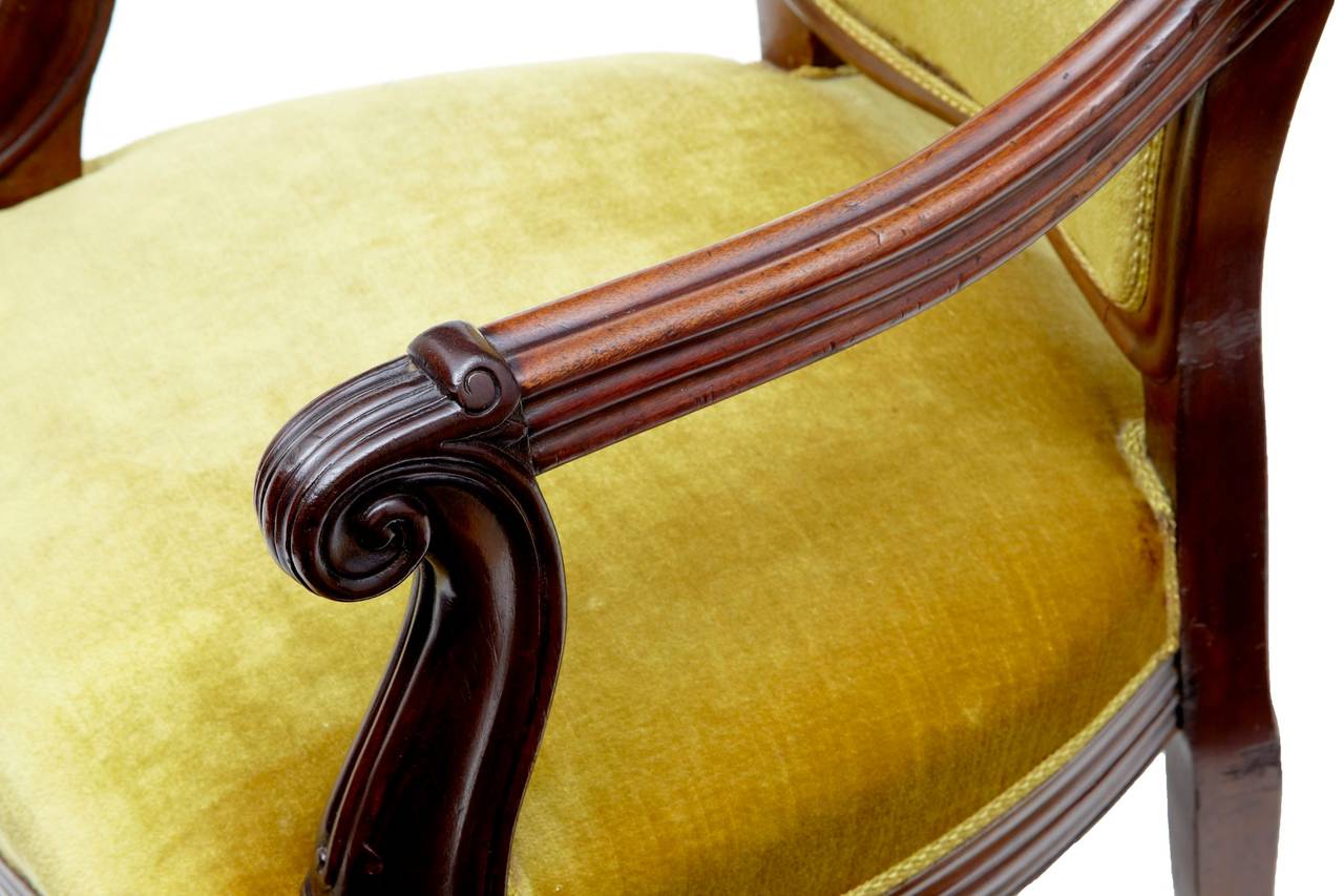 Woodwork 19th Century French Carved Mahogany Armchair