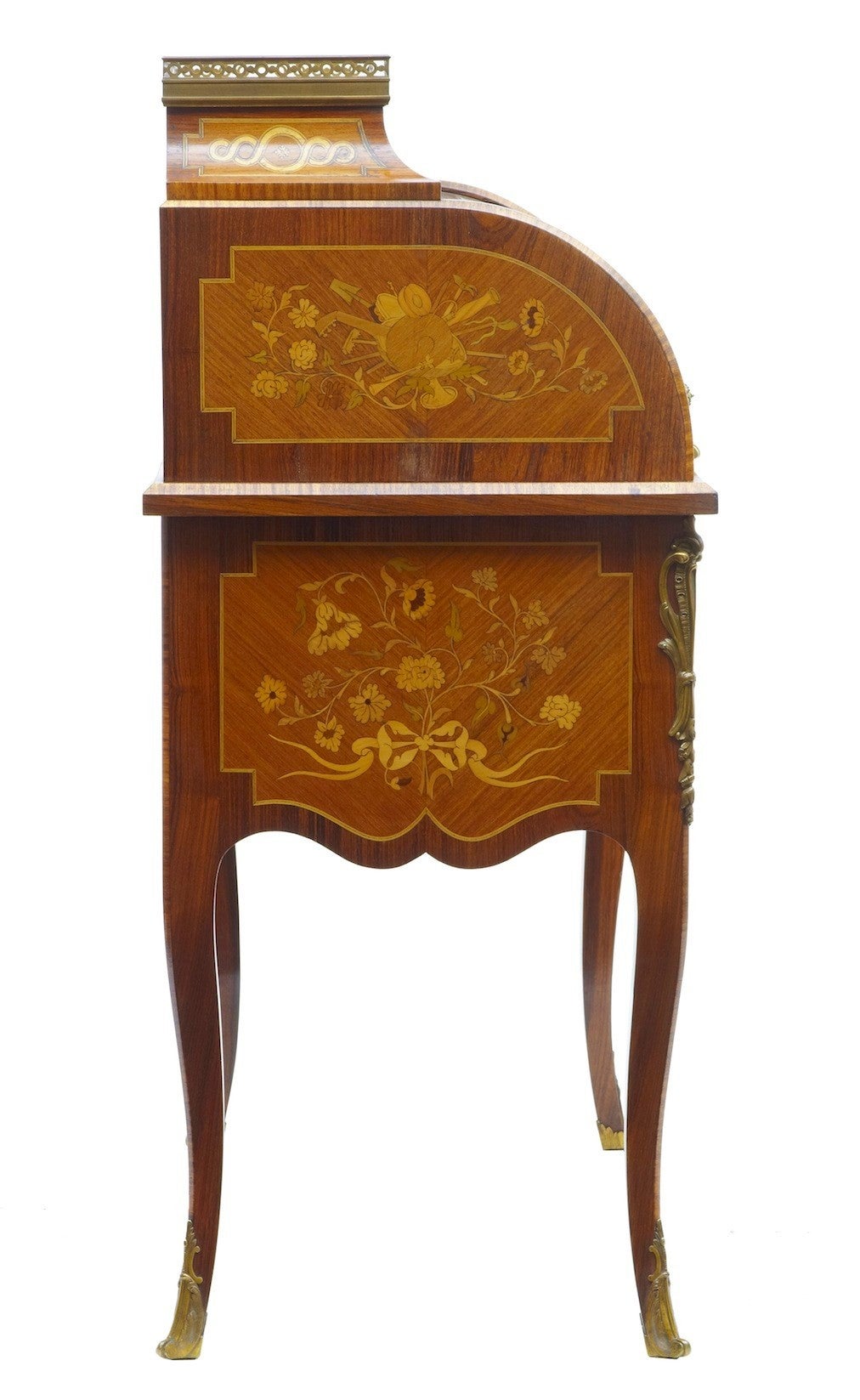 19th Century Louis XV Influenced Inlaid Mahogany Ladies Writing Desk 1