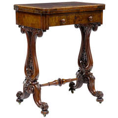 19th Century Victorian Burr Walnut Games Occasional Table