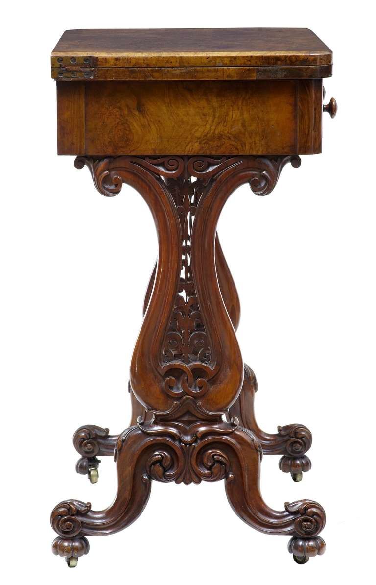 English 19th Century Victorian Burr Walnut Games Occasional Table