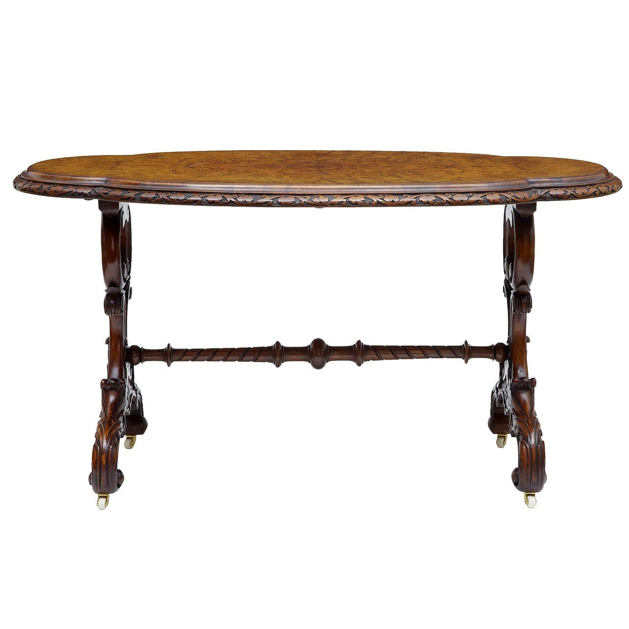 19th Century Carved Walnut Oval Side Table