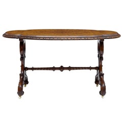 19th Century Carved Walnut Oval Side Table