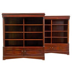 Pair of 19th Century French Empire Influenced, Mahogany Open Bookcases