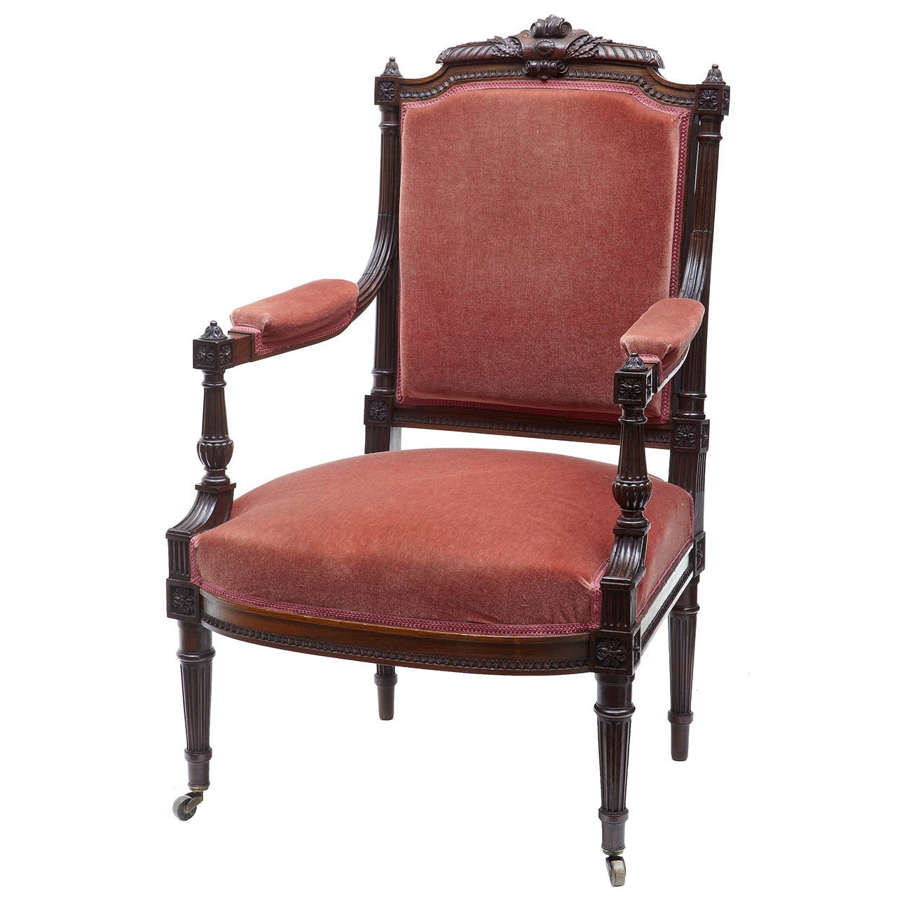 19th Century French Carved Rosewood Armchair