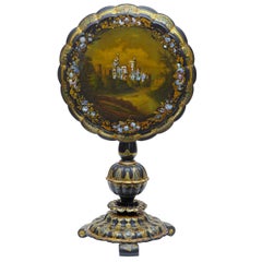 19th Century Papier-Mâché and Painted Mother-of-pearl Inlaid Tilt-Top Table