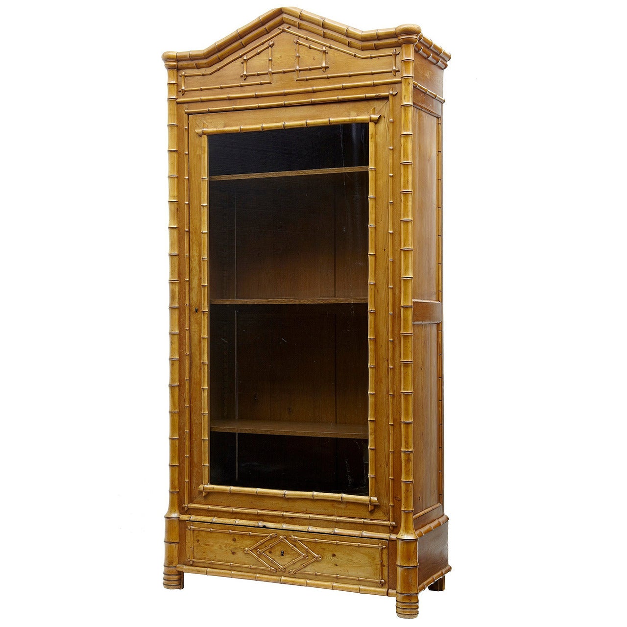 Rare 19th Century French Bamboo Pine Cabinet Cupboard