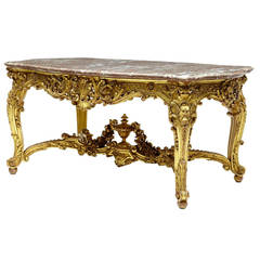 Stunning 19th Century French Carved Wood Gilt Baroque Center Table