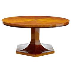 1920s Large Art Deco Birch Round Dining Table