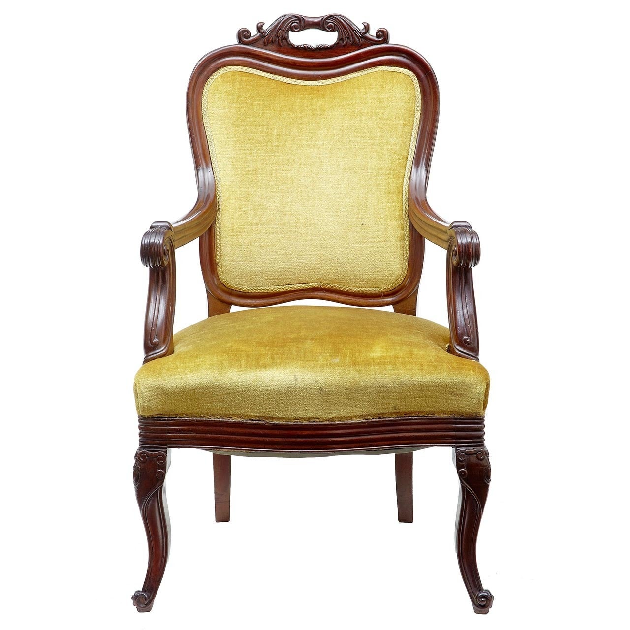 19th Century French Carved Mahogany Armchair