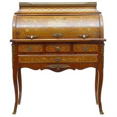 Antique 19th Century Louis XV Influenced Inlaid Mahogany Ladies Writing Desk