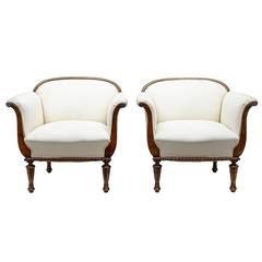Pair of Early 20th Century Birch Art Deco Armchairs