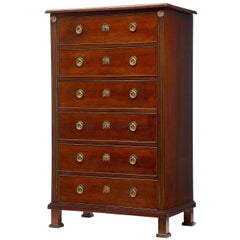 19th Century Directoire Influenced Mahogany Tall Chest of Drawers