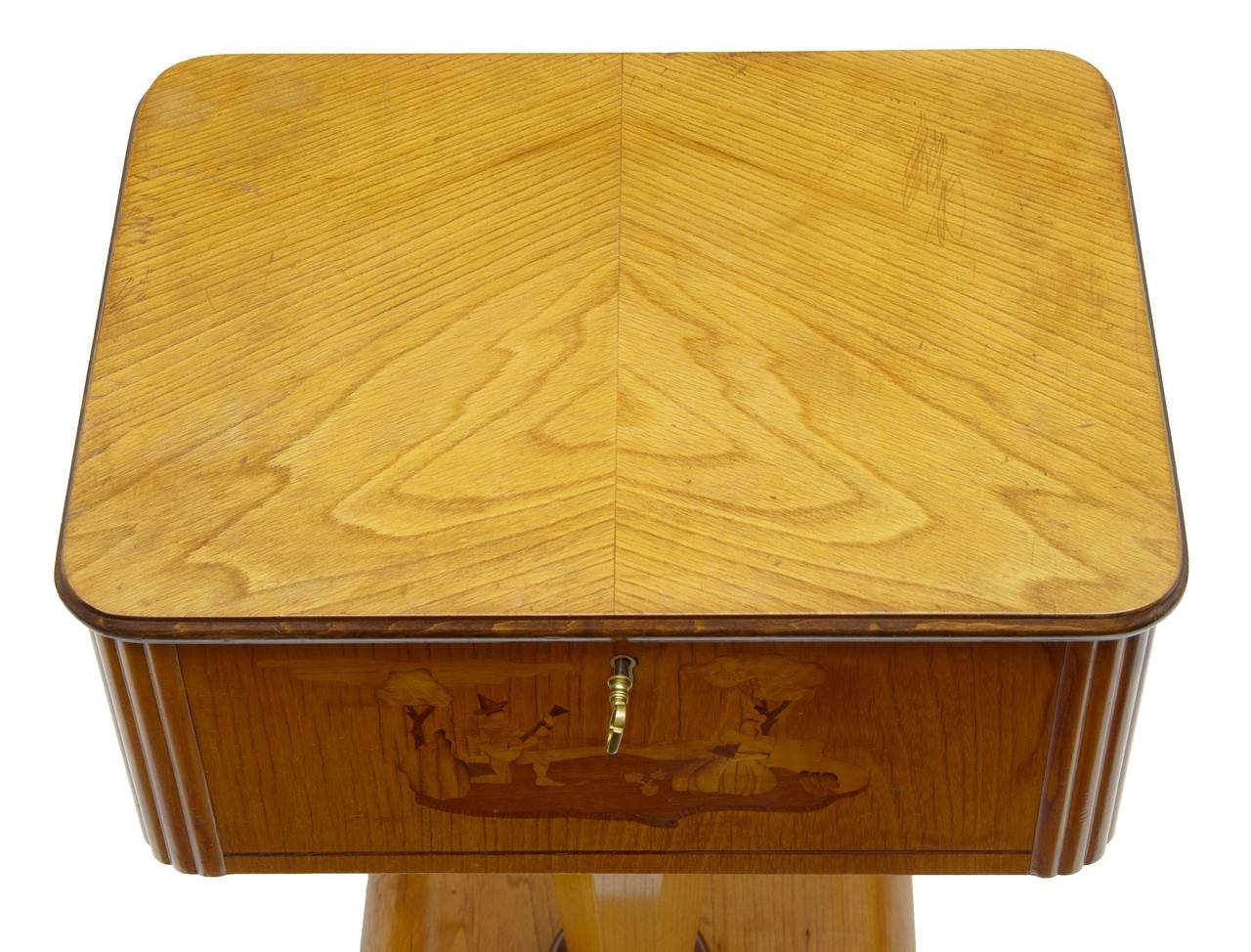 1920s Art Deco Birch Inlaid Small Work Table For Sale at 1stdibs