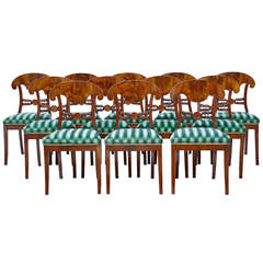 Set of 12 19th Century Biedermeier Swedish Mahogany Dining Chairs