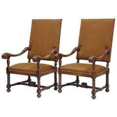 Pair of 19th Century French Carved Oak Armchairs