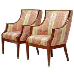 19th Century French Empire Mahogany Club Chairs