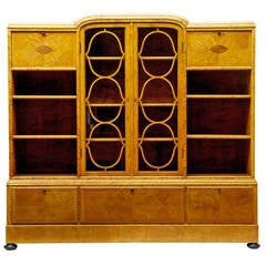20th Century Art Deco Birch Bookcase Display Cabinet