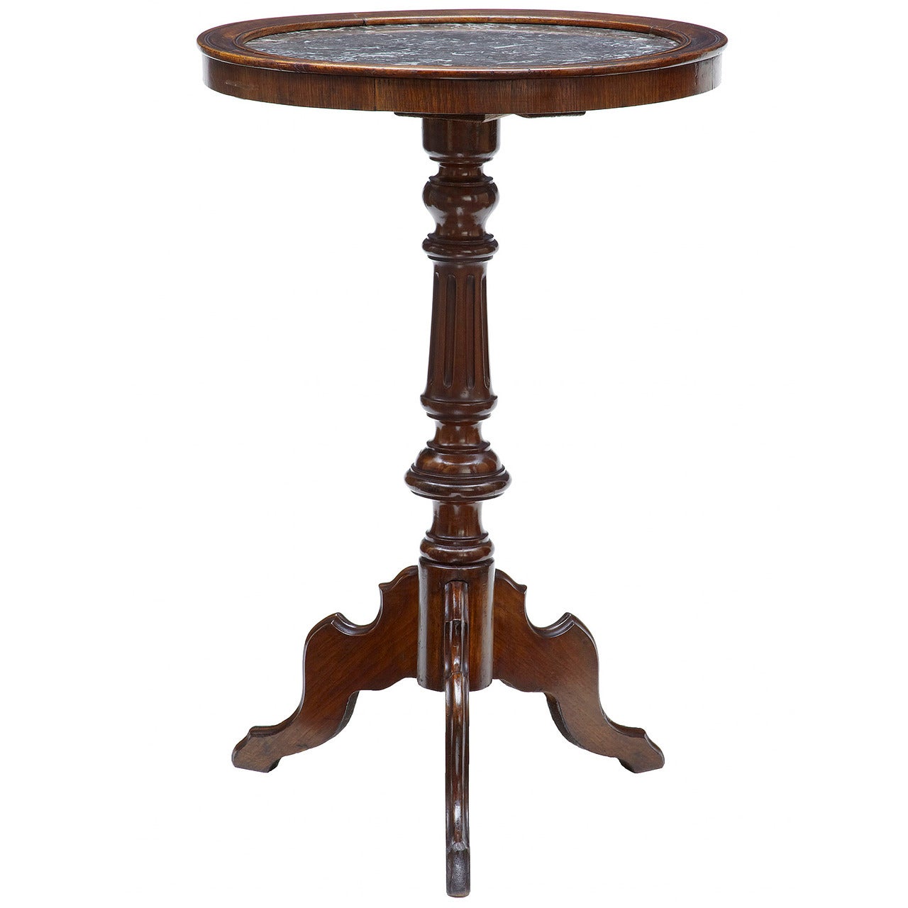 19th Century Oak and Mahogany Marble-Top Occasional Table
