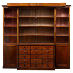 Used Rare 19th Century Mahogany Breakfront Bookcase with Norfolk Map