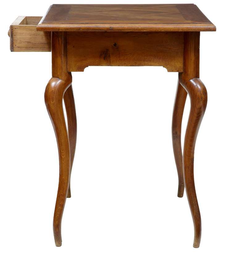 Parquetry 19th Century French Farmhouse Rustic Oak Parquet Top Side Table