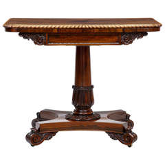 19th Century William IV Carved Rosewood Card Table