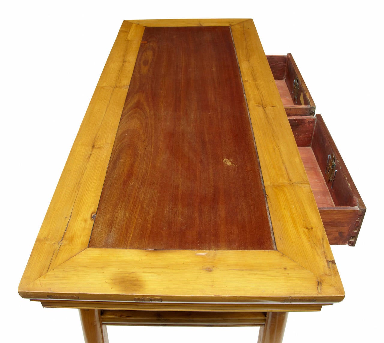 19th Century Chinese Cypress Wood Altar Table with Two Drawers In Good Condition In Debenham, Suffolk