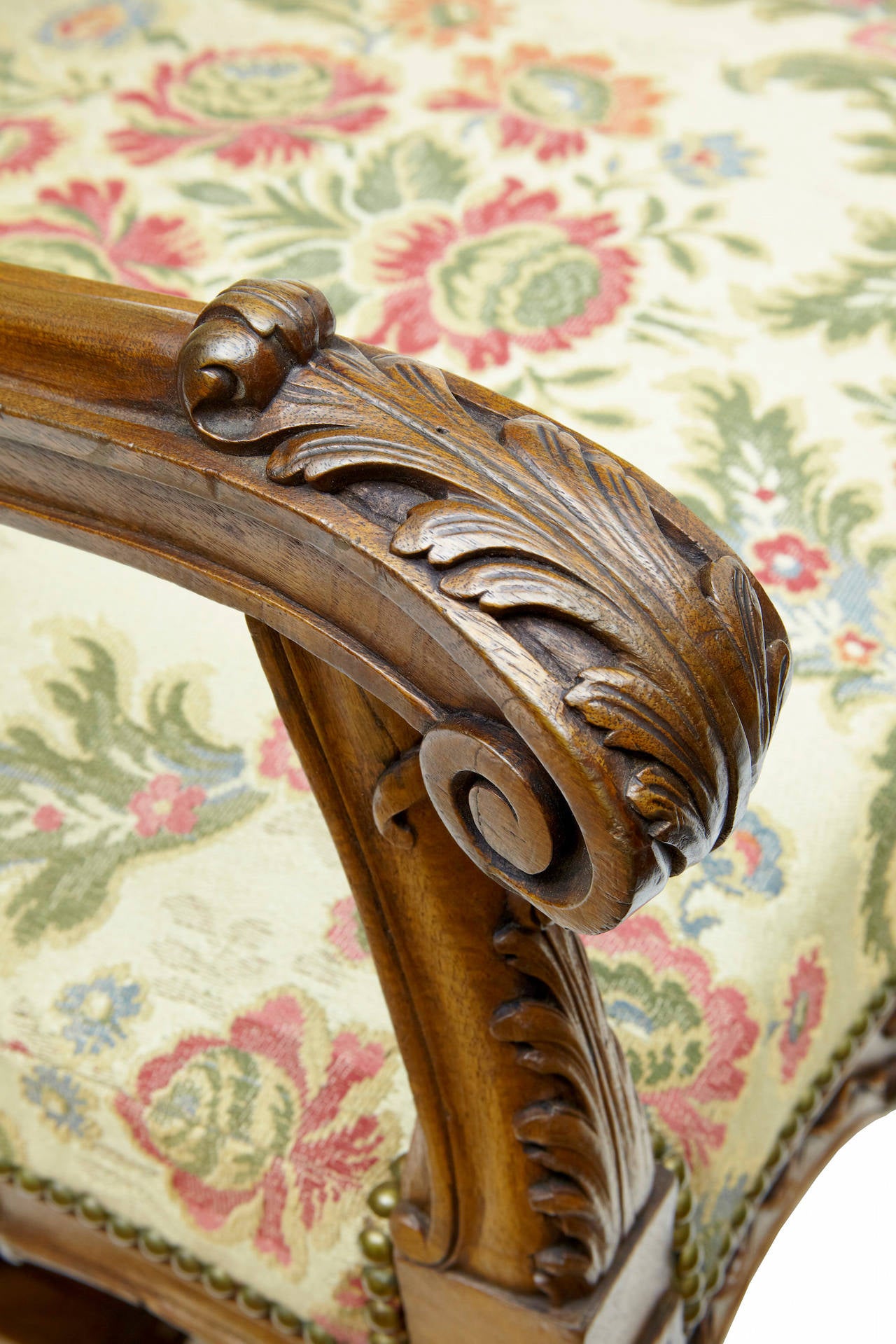 Superb Pair of 19th Century Carved Walnut, French Armchairs 1