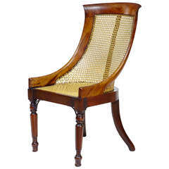 Rare 19th Century Regency Mahogany Shaped Bergere Nursing Chair