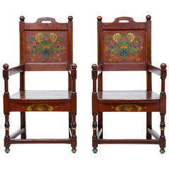 Pair of 19th Century Painted Pine Swedish Armchairs 9