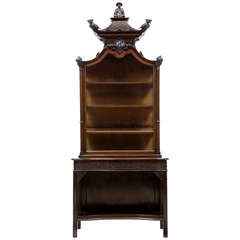 Edwardian Mahogany Carved Chinese Chippendale Style Display Cabinet
