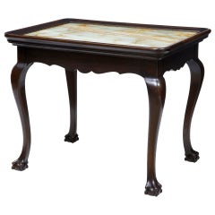 19th Century Oak Chippendale Influenced Onyx Top Silver Table