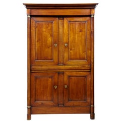 19th Century, French Empire Fruitwood Armoire Cupboard
