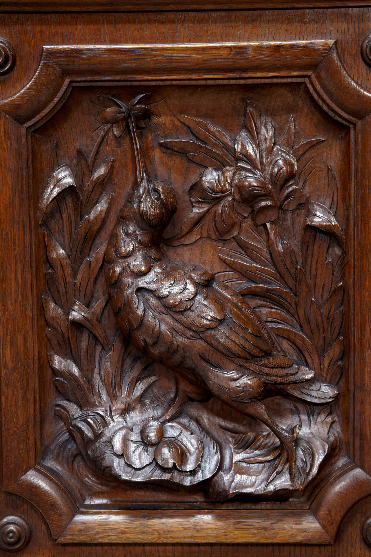 Belgian Large 19th Century Profusely Carved Oak Flemish Hunt Dresser Buffet
