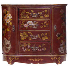 20th Century Art Nouveau Inspired, Lacquered Hand-Painted Small Cabinet