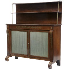 19th Century Regency Rosewood Brass Inlaid Chiffonier Cabinet