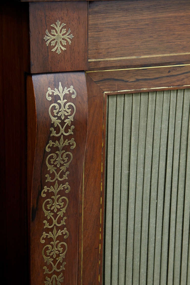 19th Century Regency Rosewood Brass Inlaid Chiffonier Cabinet 2