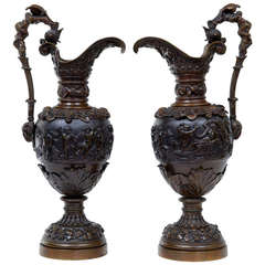 Early 20th Century Pair Of French Bronze Ewers Jugs