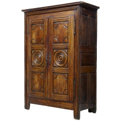 18th Century, French Fruitwood Armoire