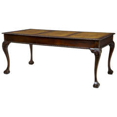 20th Century William Iv Influenced Carved Mahogany Library Table Desk