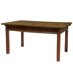 19th Century Rustic Swedish Walnut and Painted Kitchen Table