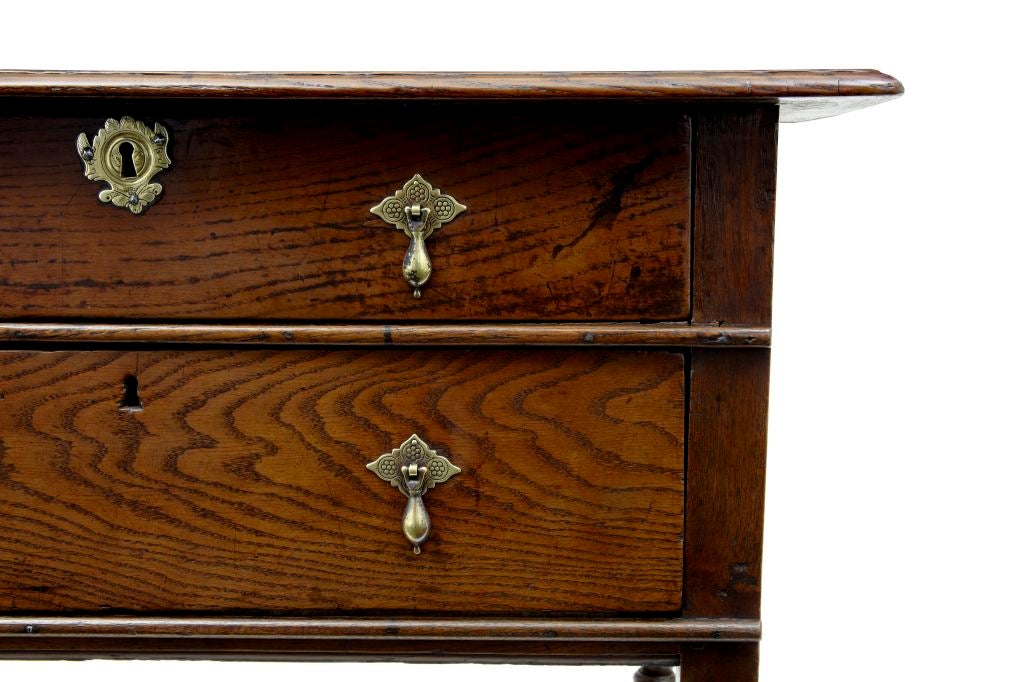18th Century and Earlier Early 18th Century William and Mary Oak Two-Drawer Side Table