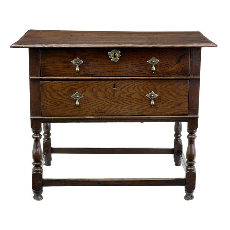 Early 18th Century William and Mary Oak Two-Drawer Side Table