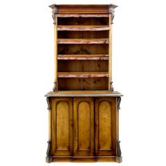 HIGH VICTORIAN WALNUT BOOKCASE ON CUPBOARD