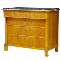 Art Deco 1920's Swedish Birch Marble Top Commode Chest