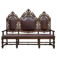 19th Century Profusely Carved Oak Baroque Sofa