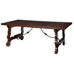 19th Century, French Spanish Influenced Oak Refectory Table