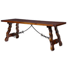 19th Century Spanish Fruitwood Refectory Dining Table