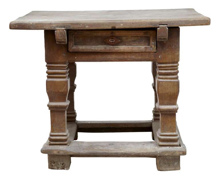 William and Mary 17th Century Flemish Oak Rent Table, Original Never Been Touched